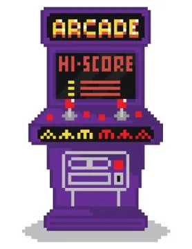 Vector illustration - pixel art style drawing of arcade cabinet, 스톡 일러스트