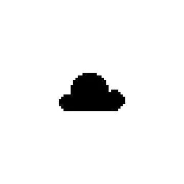 Vector illustration of pixel black Y2K cloud. Abstract retro shape of 90s trend. 스톡 일러스트