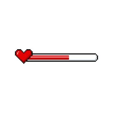 Vector illustration of a pixel life indicator with a red heart. Stock Illustration
