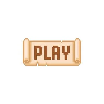 Vector illustration of a pixel old scroll with the inscription Play. Stock Illustration