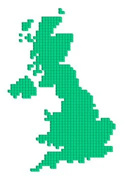 Vector illustration pixelated geographical map of United Kingdom Stock Illustration