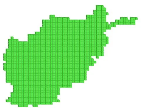 Vector illustration pixelated geographical map of Afghanistan Stock Illustration