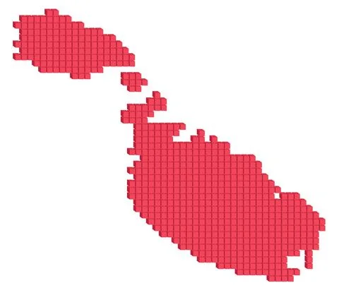 Vector illustration pixelated geographical map of Malta Stock Illustration