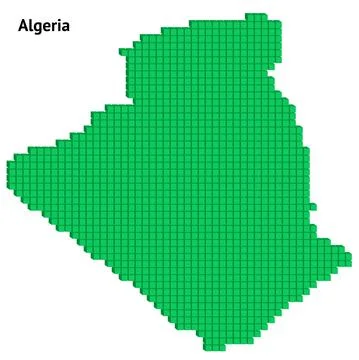 Vector illustration pixelated geographical map of Algeria Stock Illustration