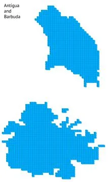 Vector illustration pixelated geographical map of Antigua and Barbuda Stock Illustration
