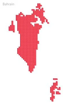 Vector illustration pixelated geographical map of Bahrain Stock Illustration