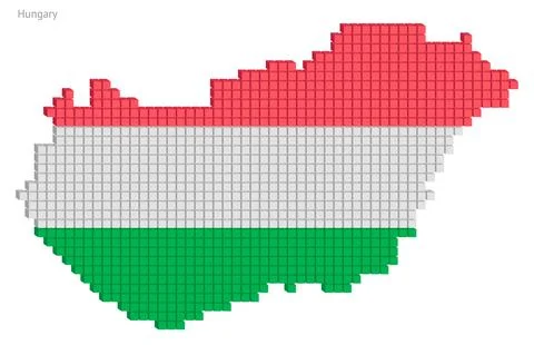 Vector illustration pixelated geographical map of Hungary Stock Illustration
