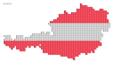 Vector illustration pixelated geographical map of Austria 스톡 일러스트