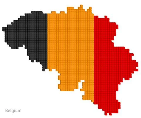 Vector illustration pixelated geographical map of Belgium Stock Illustration
