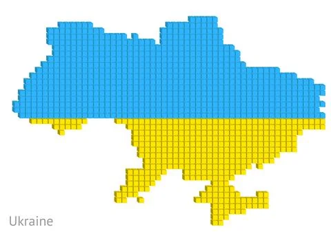 Vector illustration pixelated geographical map of Ukraine Stock Illustration