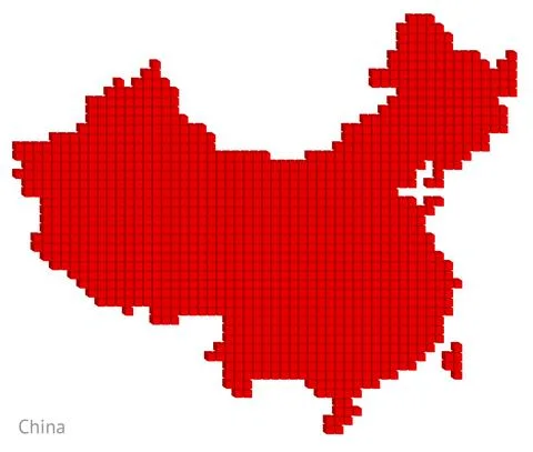 Vector illustration pixelated geographical map of China Stock Illustration