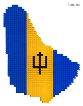 Vector illustration pixelated geographical map of Barbados Stock Illustration