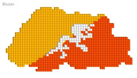 Vector illustration pixelated geographical map of Bhutan Stock Illustration