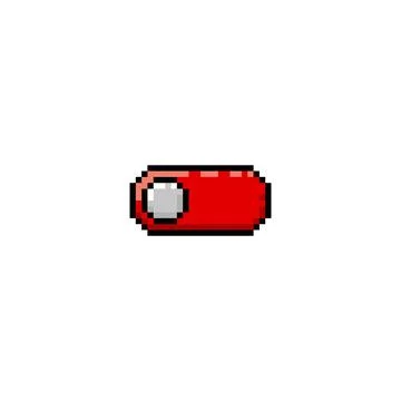Vector Illustration of Pixelated Red On-Off Button. Retro Video Game UI. Stock Illustration