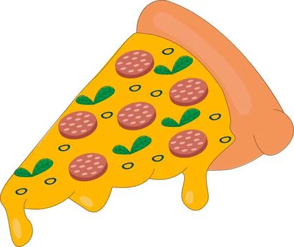 Vector illustration. Pizza slice with melted cheese and pepperoni. Stock Illustration