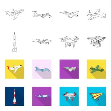 Vector illustration of plane and transport logo. Set of plane and sky vector Illustration