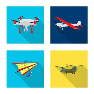 Vector illustration of plane and transport logo. Collection of plane and sky Illustration