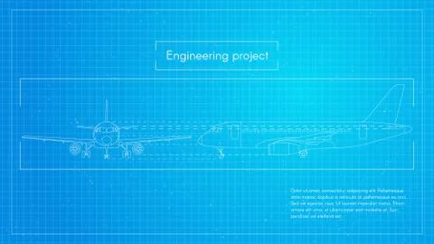 Vector illustration of plane. Engineering aircraft blueprint background Stock Illustration