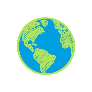 Vector illustration of planet Earth in colored hand-drawn style. Stock Illustration