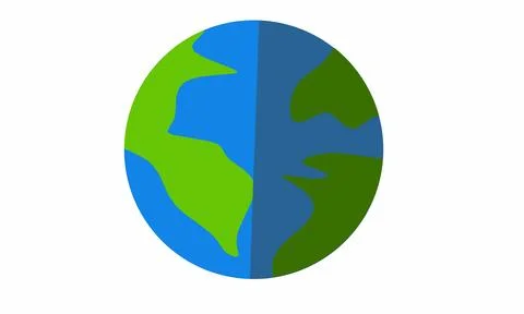 Vector Illustration of Planet Earth Showing Day and Night Sides, World Rotation  Stock Illustration