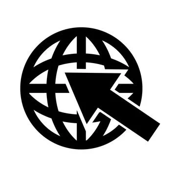 Vector illustration, planet icon, pointer, arrow. Stock Illustration