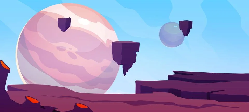 Vector illustration of the planet's surface showing a rocky terrain with cracks Stock-Illustration