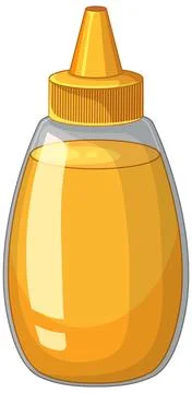 Vector Illustration of a Plastic Squeeze Bottle Filled with Yellow Honey Stock Illustration