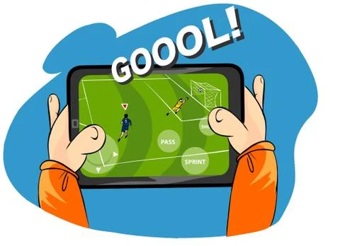 Vector illustration of a playing games on tablets Stock Illustration