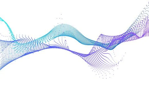 Vector illustration of Point particle flow from two lines blue and violet. Stock Illustration