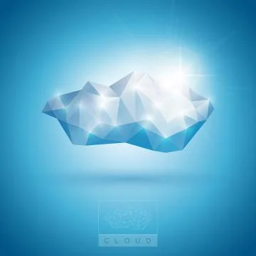 Vector illustration of polygonal cloud symbol. Stock Illustration