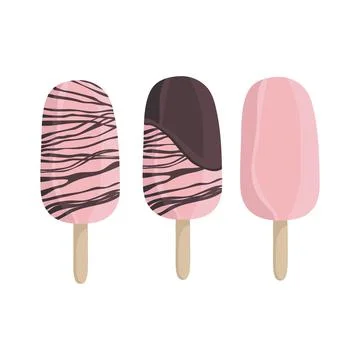 Vector illustration of popsicles. Set ice lolly cream Illustrazione stock