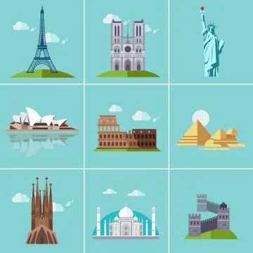 Vector illustration of Popular Sightseeing Ilustração Stock