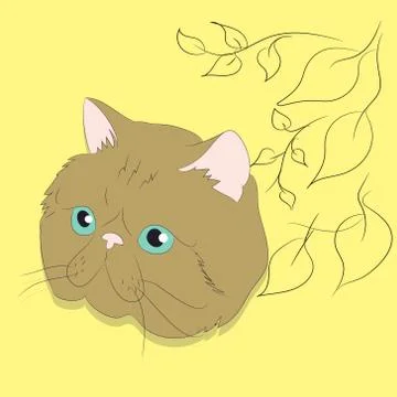 Vector illustration of a portrait of a cat on a colored background Illustrazione stock