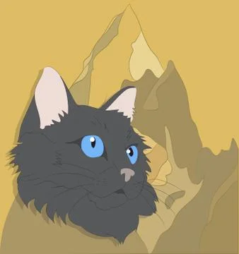 Vector illustration of a portrait of a cat on a colored background Stock Illustration