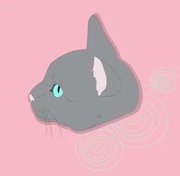 Vector illustration of a portrait of a cat on a colored background Illustrazione stock