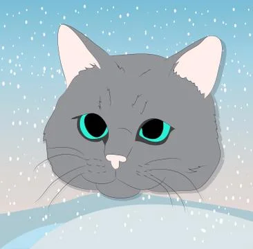 Vector illustration of a portrait of a cat on a colored background Stock Illustration