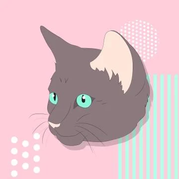 Vector illustration of a portrait of a cat on a colored background Illustrazione stock