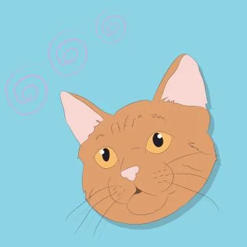 Vector illustration of a portrait of a cat on a colored background Illustrazione stock