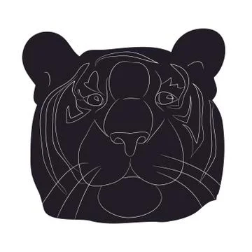 Vector illustration portrait tiger drawing silhouette, vector イラスト素材