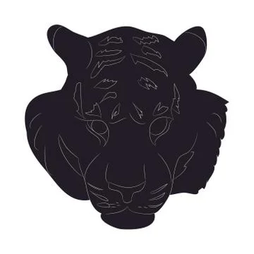 Vector illustration portrait tiger drawing silhouette, vector Illustrazione stock