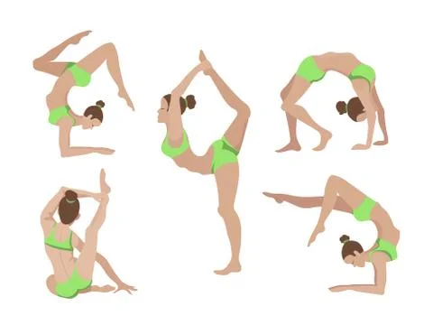 Vector illustration of poses of yoga. Stock Illustration
