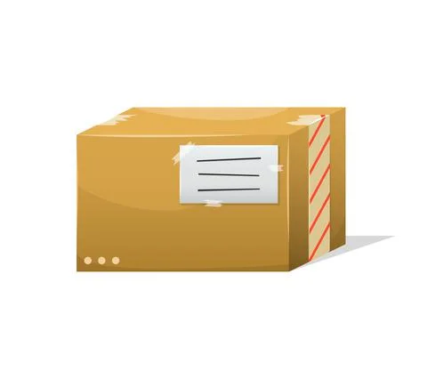 Vector illustration of a postal parcel in a box with a delivery address. Mail 스톡 일러스트