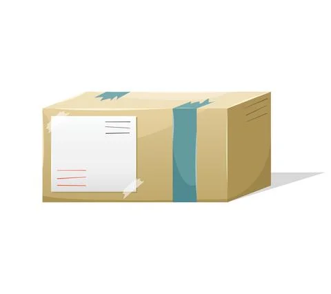 Vector illustration of a postal parcel in a box with a delivery address. Mail Illustration