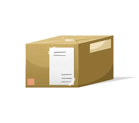 Vector illustration of a postal parcel in a box with a delivery address. Mail 스톡 일러스트