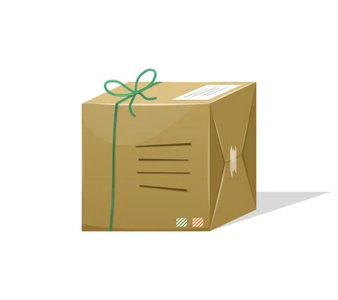 Vector illustration of a postal parcel in a box with a delivery address. Mail Illustration