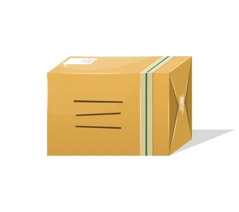 Vector illustration of a postal parcel in a box with a delivery address. Mail 스톡 일러스트