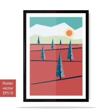 Vector illustration of a poster forest in minimalist style. Stock Illustration