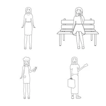 Vector illustration of posture and mood logo. Collection of posture and female Stock Illustration