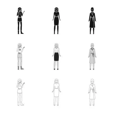 Vector illustration of posture and mood logo. Collection of posture and female Stock-Illustration