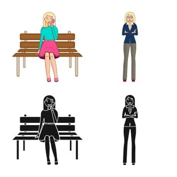 Vector illustration of posture and mood logo. Collection of posture and female Illustrazione stock